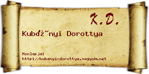 Kubányi Dorottya névjegykártya